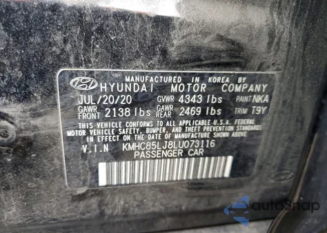 2020 Hyundai Ioniq Limited z USA, uszkodzony, nr VIN KMHC85LJ8LU073116